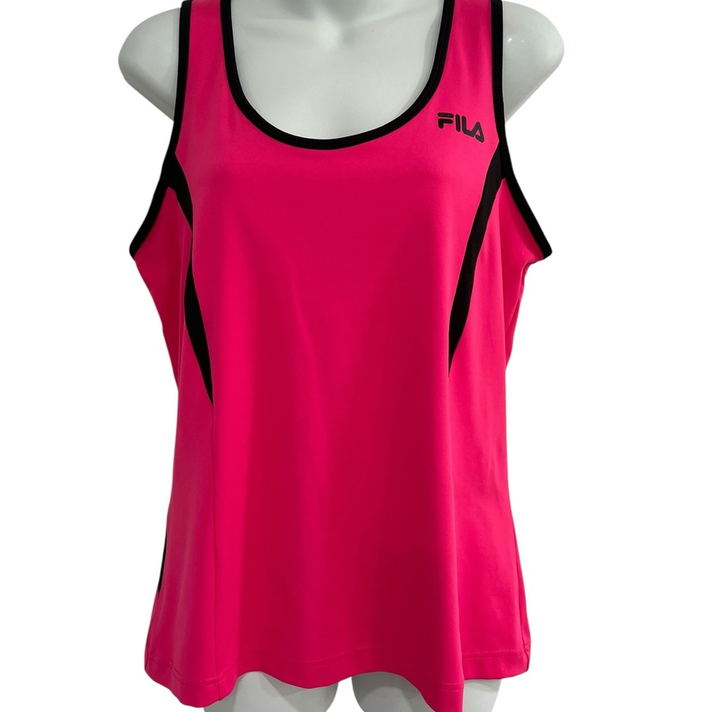 FILA Sport Hot Pink Tank with Black Details in Women’s Large Built in Bra